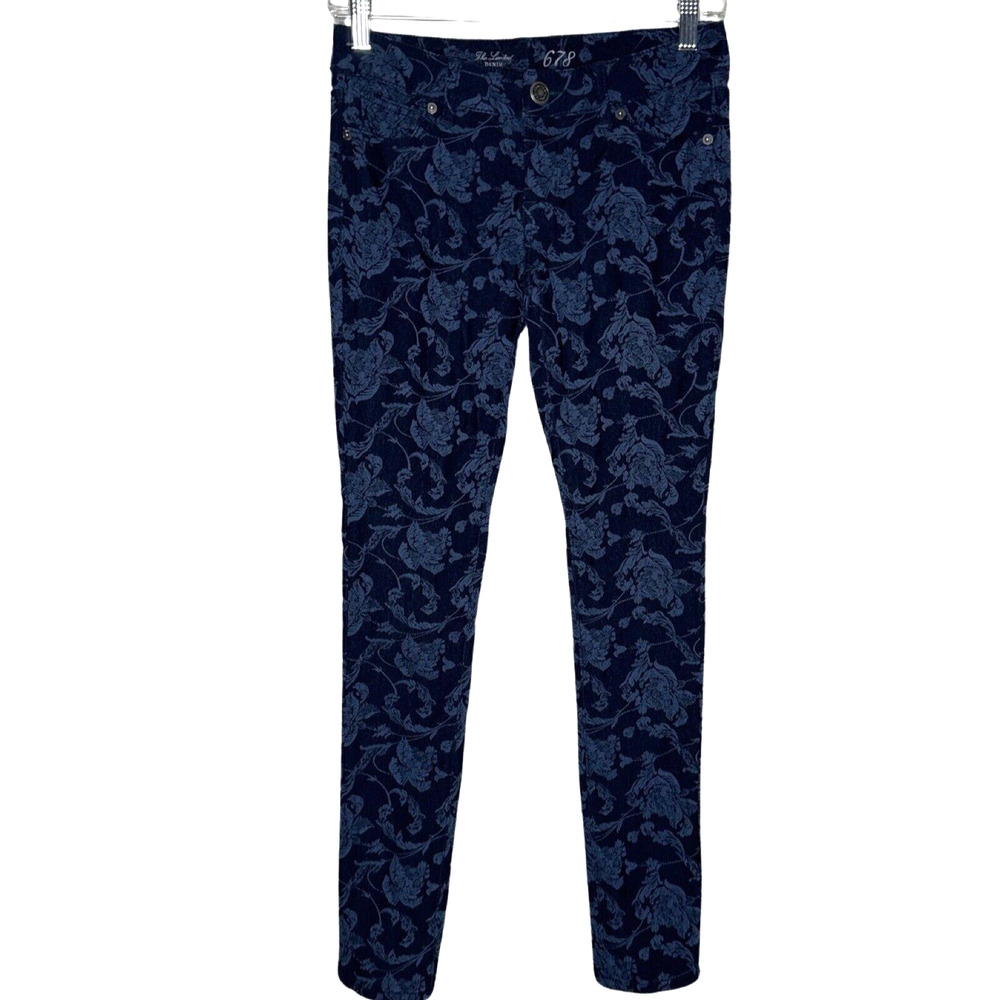 The Limited‎ Jeans Womens 0 Blue Floral Low Rise Ankle Skinny Flower Bloomcore